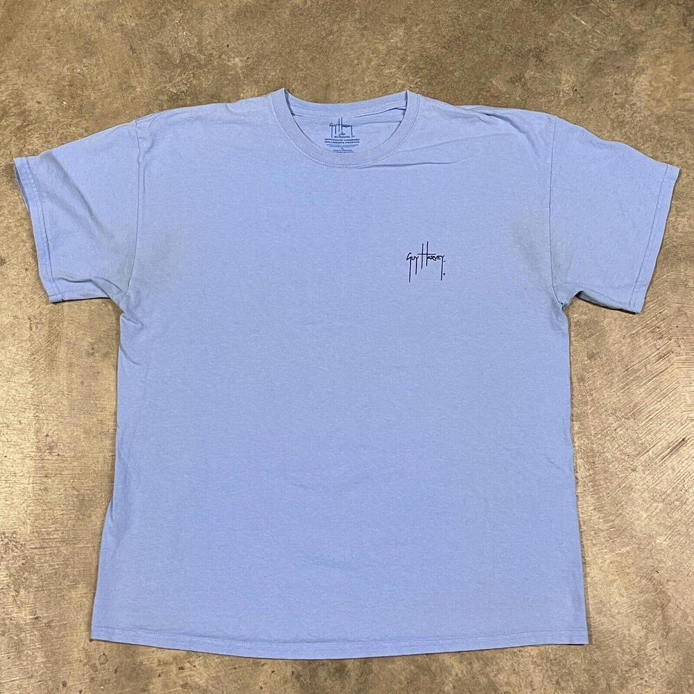 UNC Tar Heels T Shirt Mens Sz XL Blue Fishing Swordfish Guy Harvey THRASHED - Picture 2 of 10